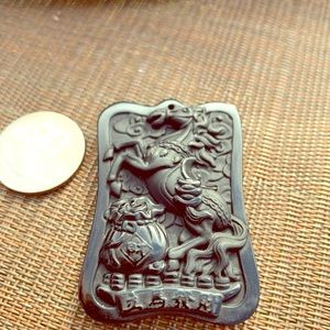 Tibetan Nepalese Horse Pendant Obsedian Black